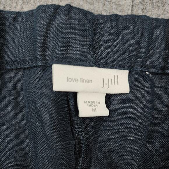 J Jill Love Linen Pants Womens Medium Navy Blue Pull On Elastic Waist Relaxed - Picture 5 of 6
